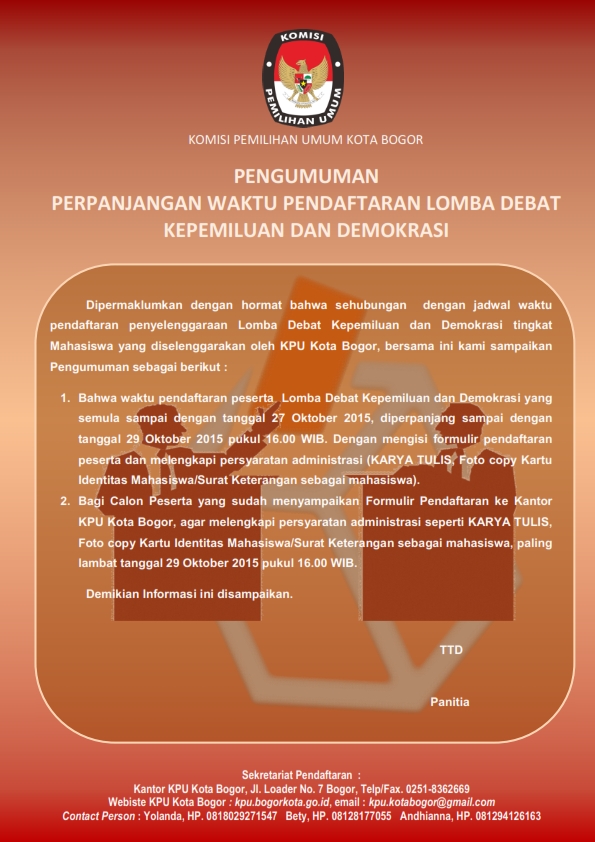 Pengumuman Perpanjangan Waktu Pendaftaran LDKD
